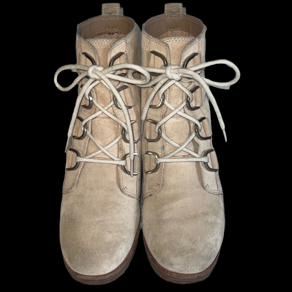 Sorel Cate Beige Suede Lace Boots Sz-8